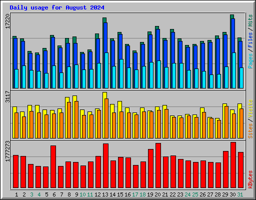 Daily usage for August 2024